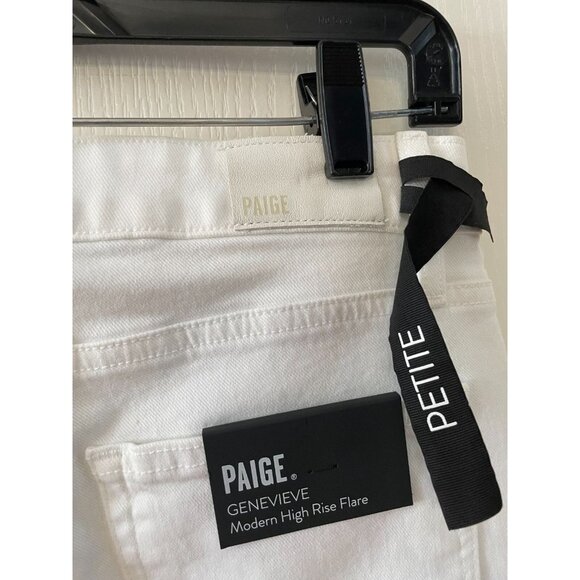 Paige Jeans Women Petite 27 Crisp White Denim Genevieve High Rise Flare Boot - Picture 4 of 9